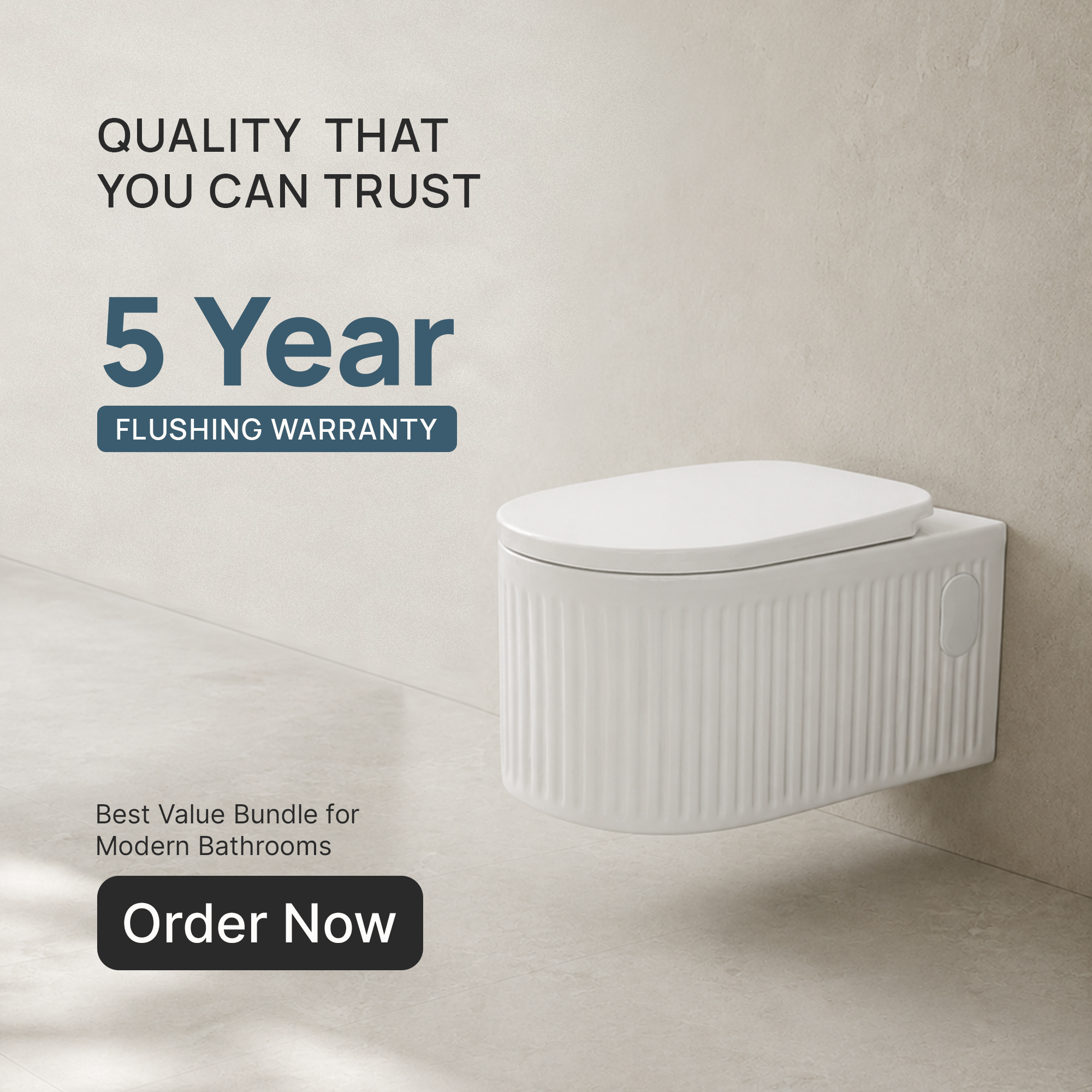 Wall Hang Commode (Rimless) with Seat Cover and Concealed Cistern