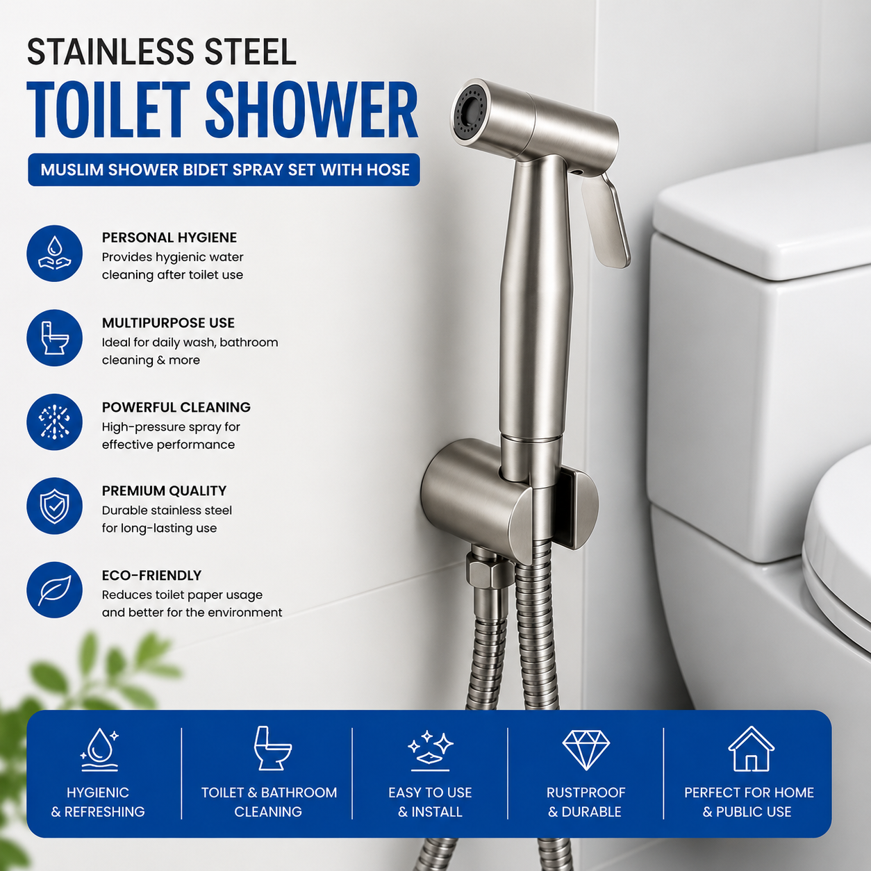 Premium Quality-Stainless Steel 304 Muslim Shower Set