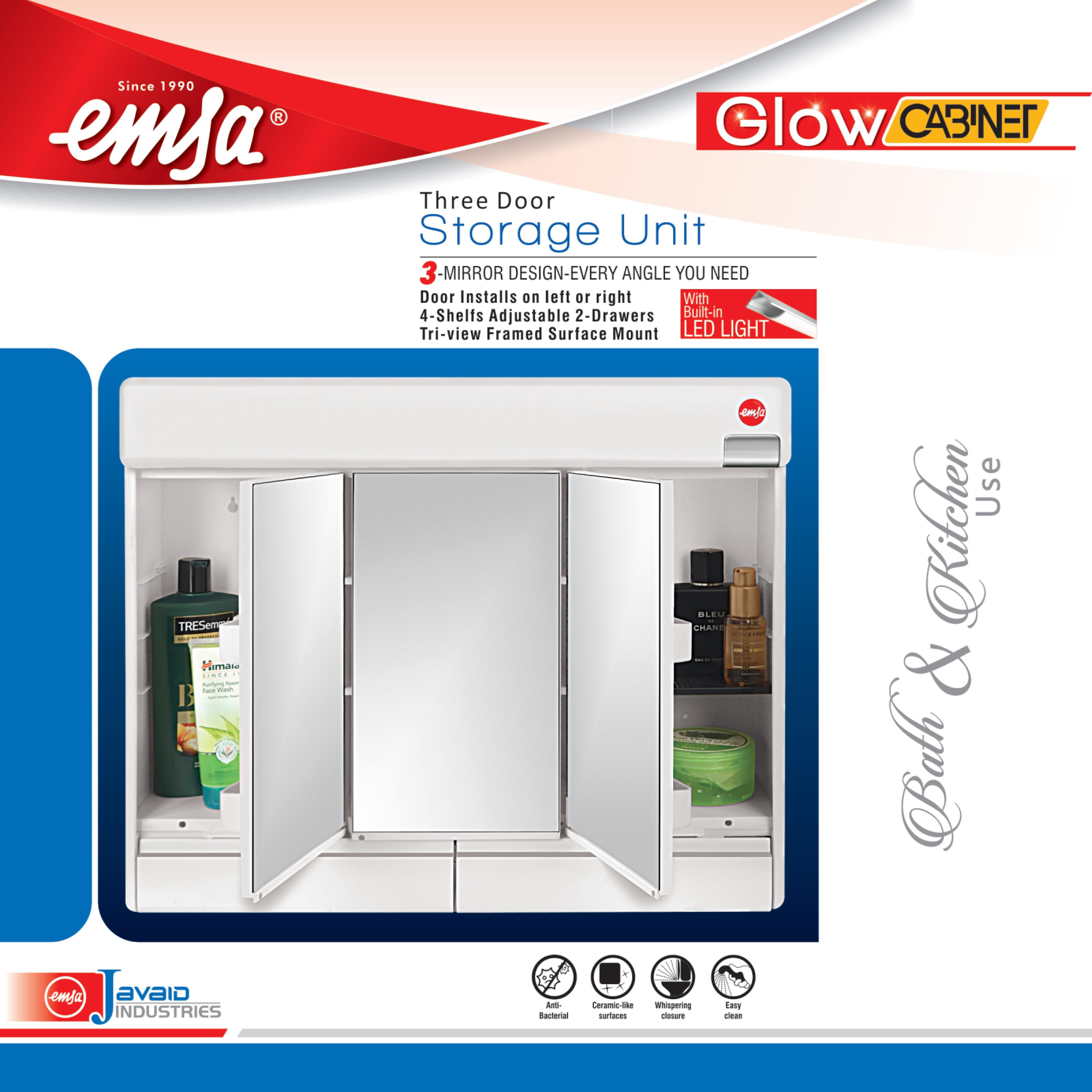 Emsa 3 Door Storage Unit Glow Cabinet