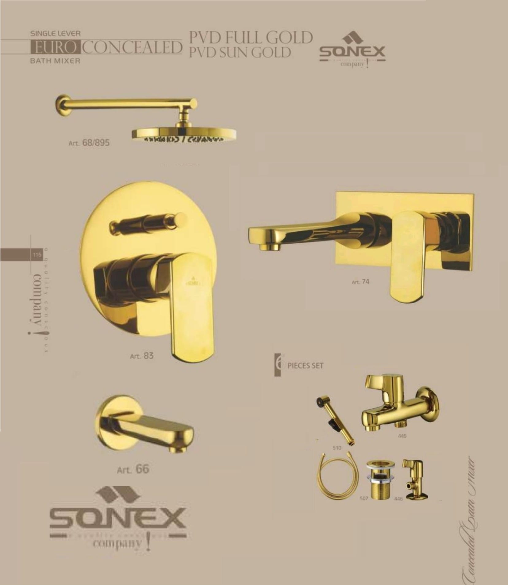 Complete set concealed gold 83 bath+concealed basin sonex image