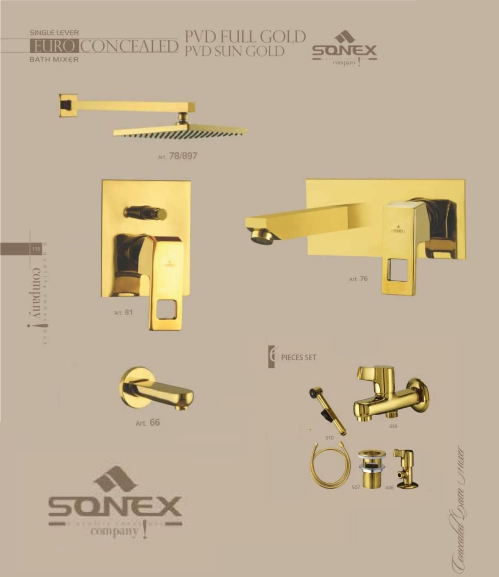 Complete set gold 81 concealed bath+concealed basin sonex image