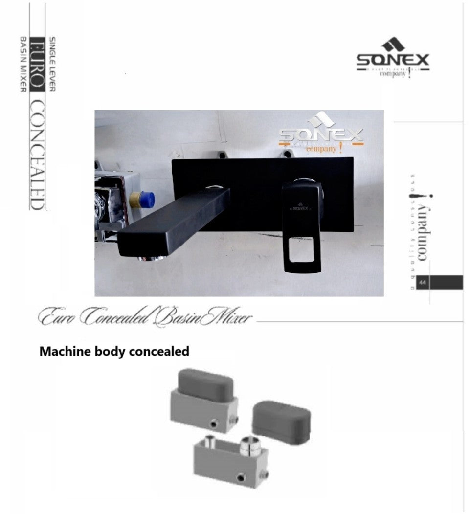 Concealed basinmixer body+plate euro square 74 black image
