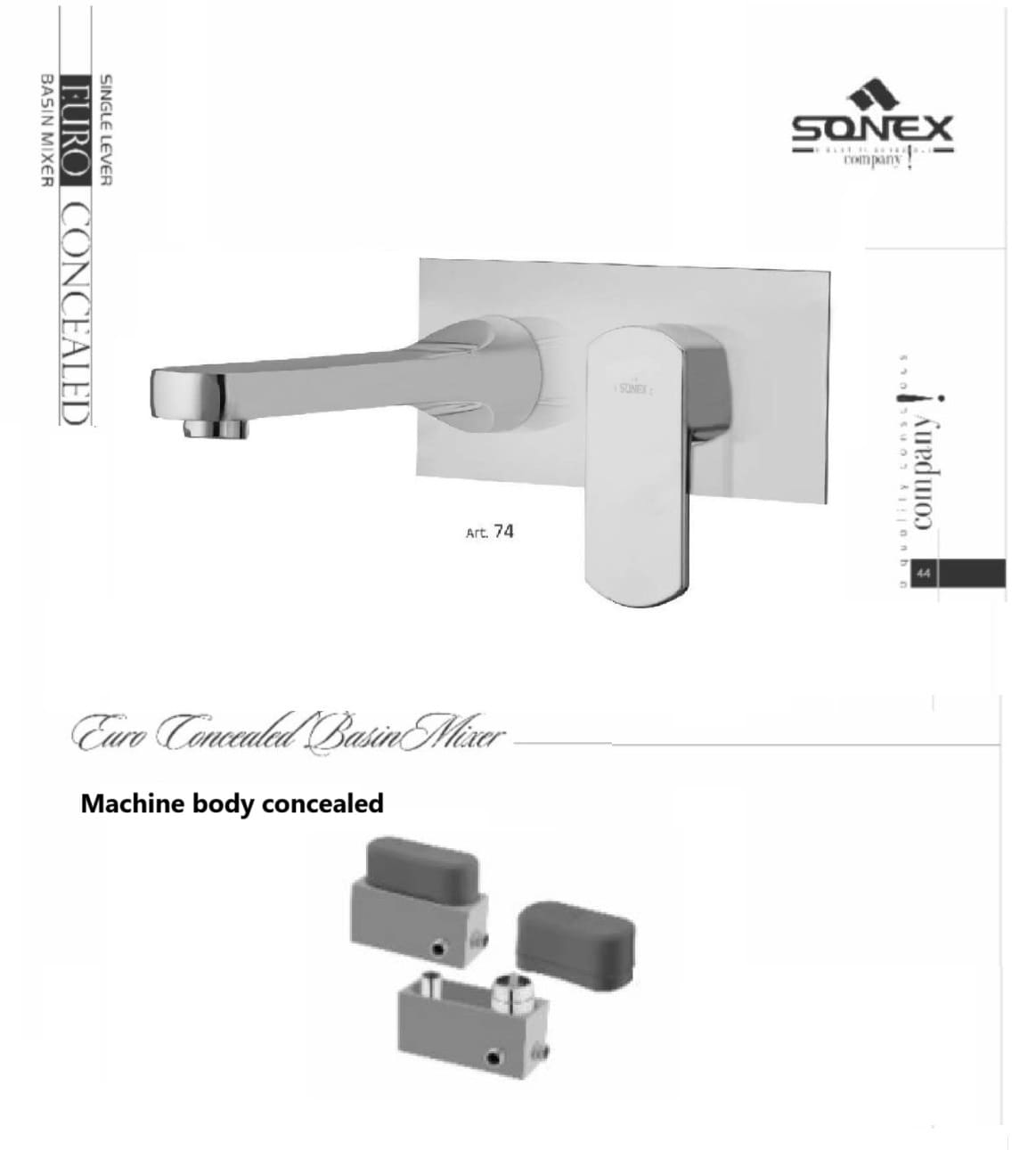 Concealed basinmixer body+plate euro square 74 chrome image