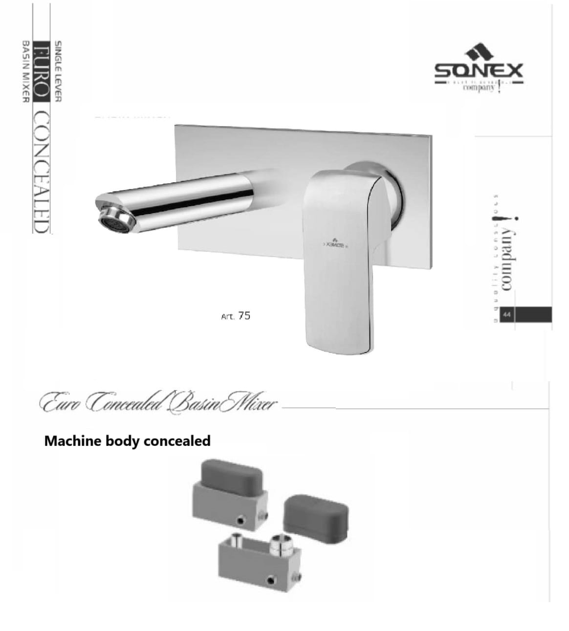 Concealed basinmixer body+plate euro square 75 chrome image