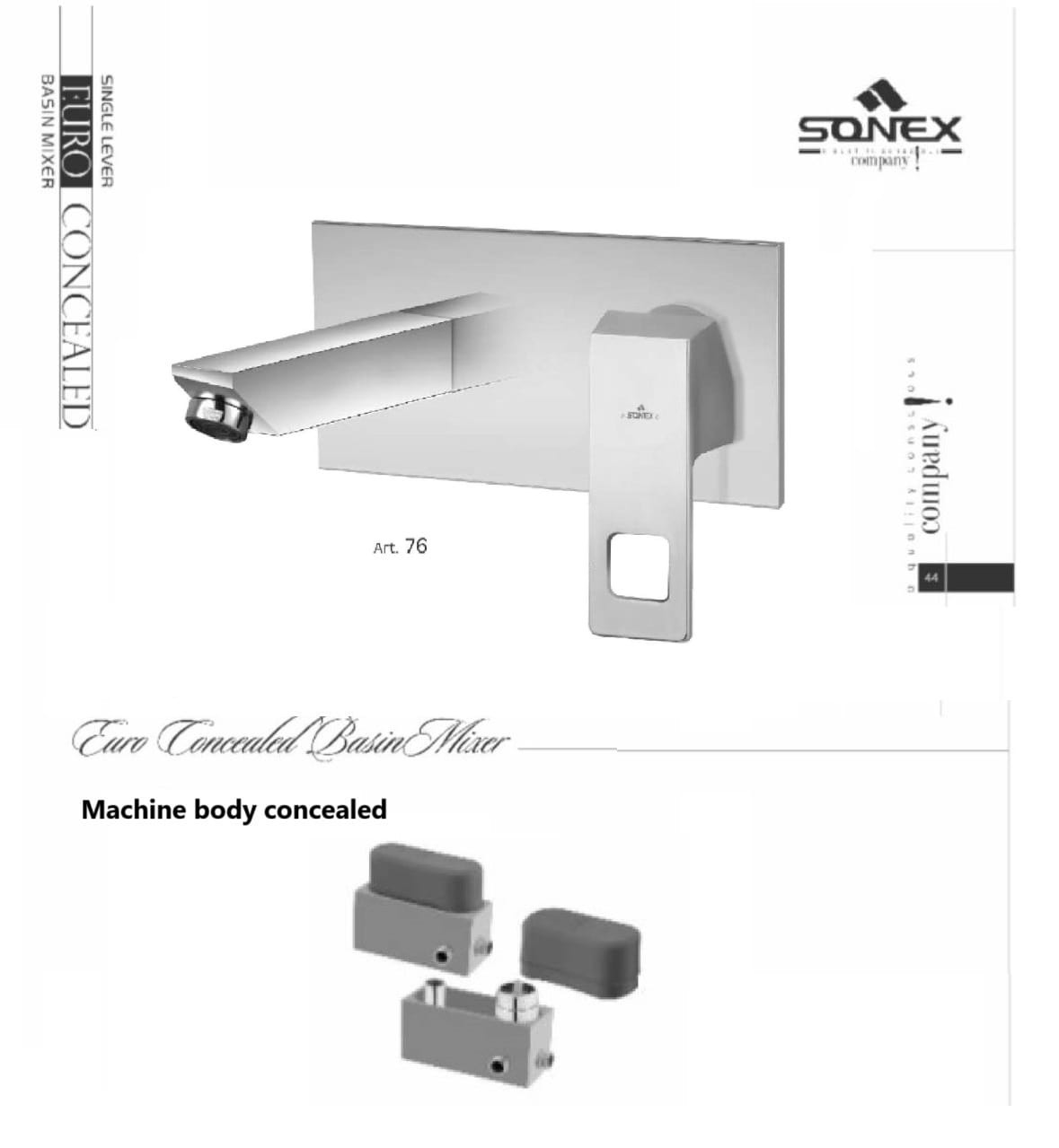 Concealed basinmixer body+plate euro square 76 chrome image