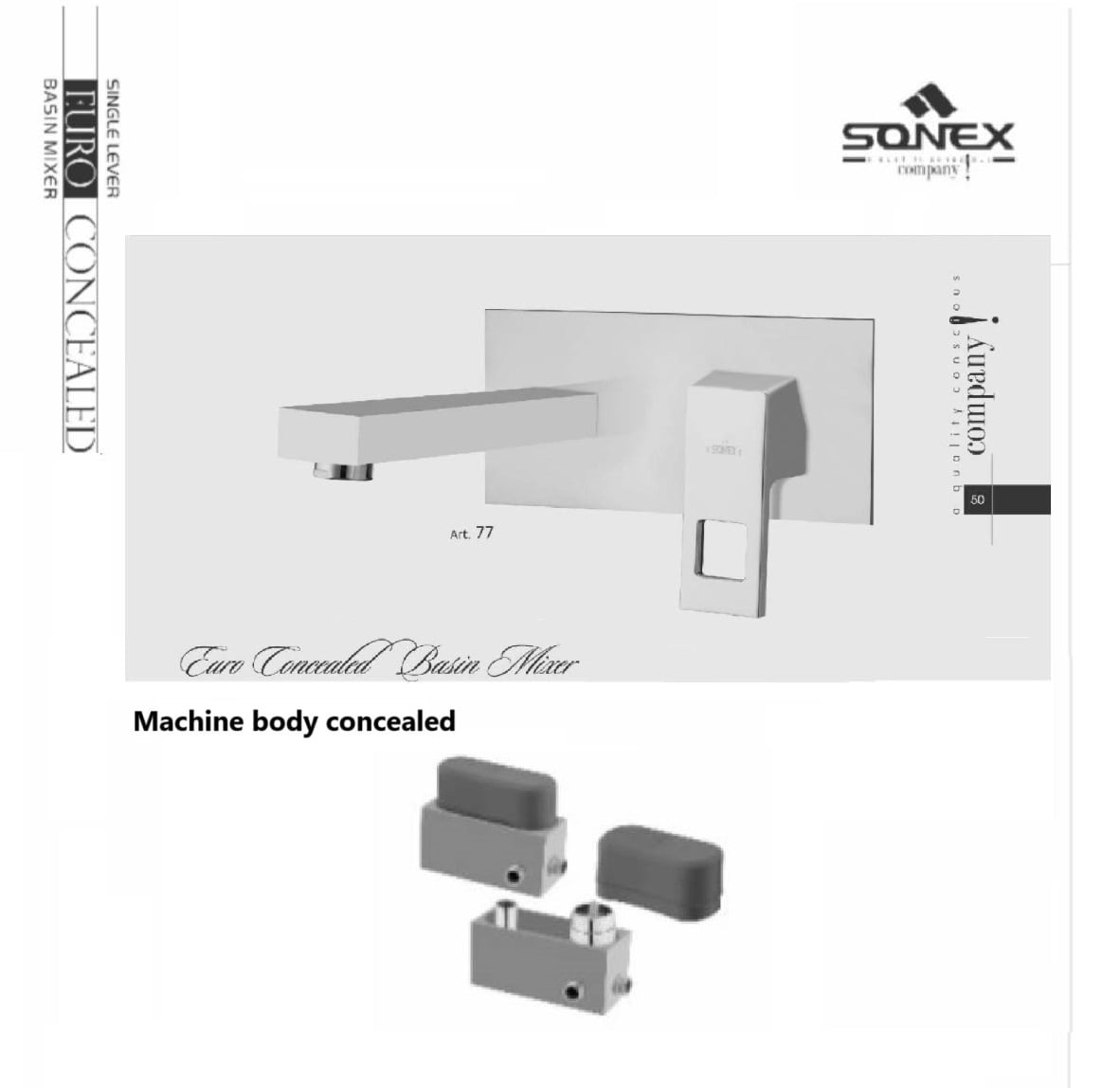 Concealed basinmixer body+plate euro square 77 chrome image
