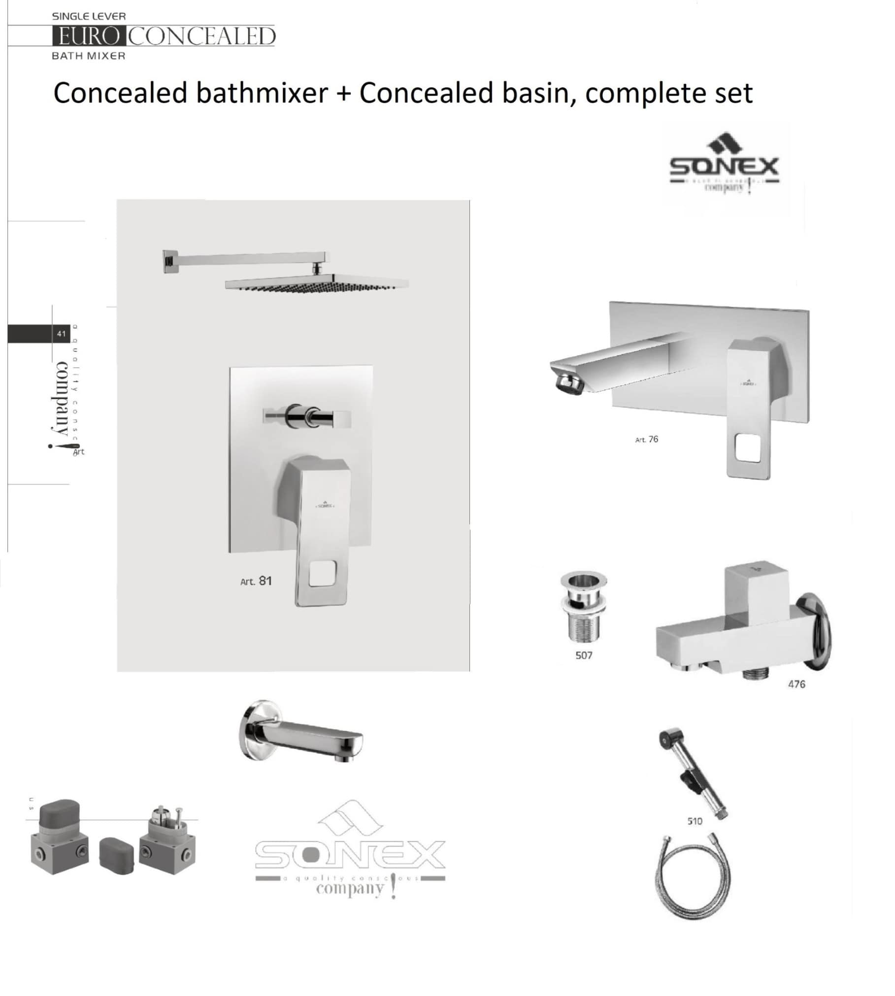 Complete set chrome 81 concealed bath+concealed basin sonex image