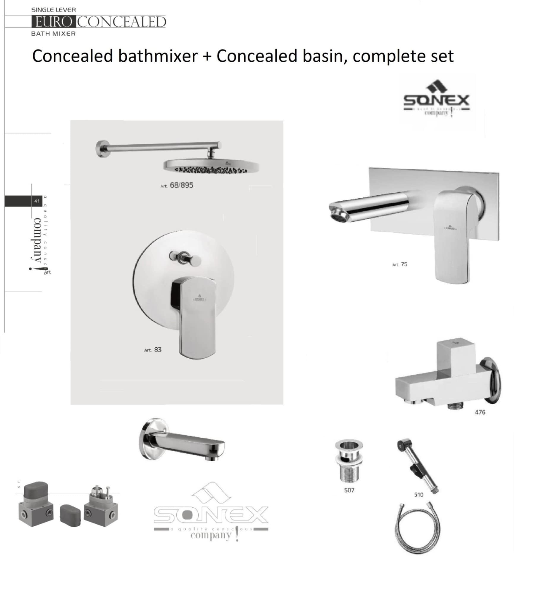 Complete set chrome 83 concealed bath+concealed basin sonex image