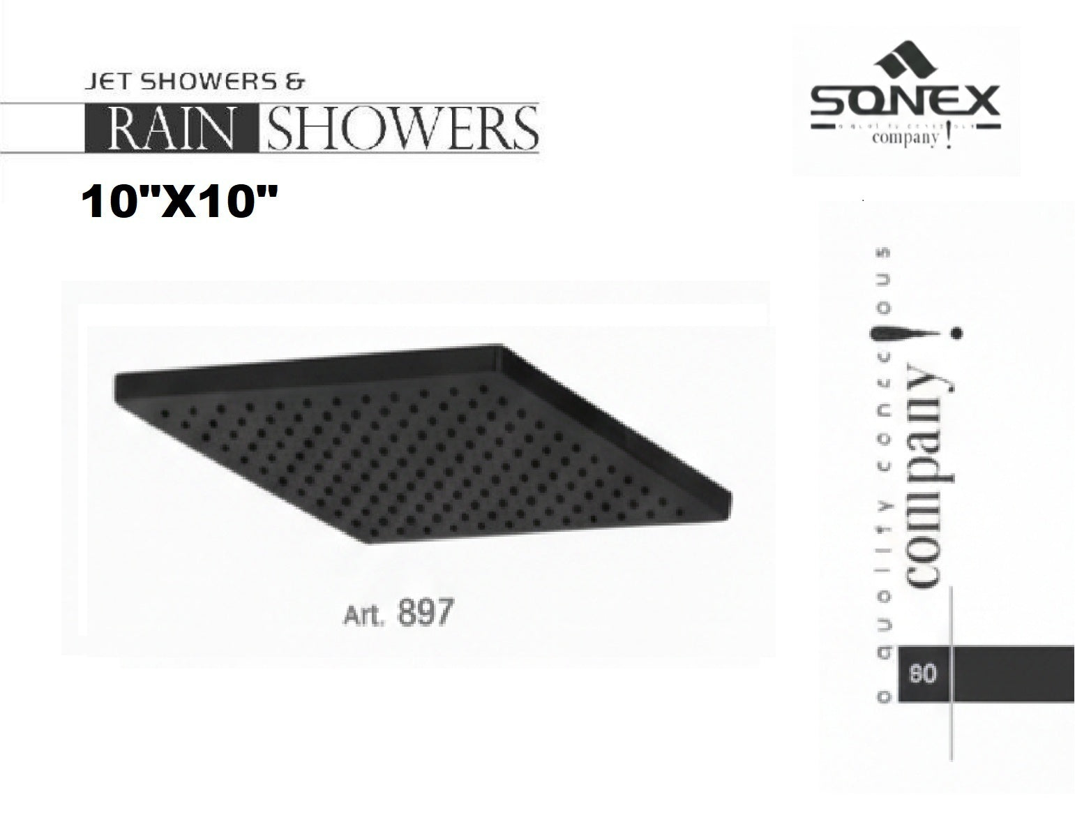 Rain shower Square 897-black 250MM 10 INCH image