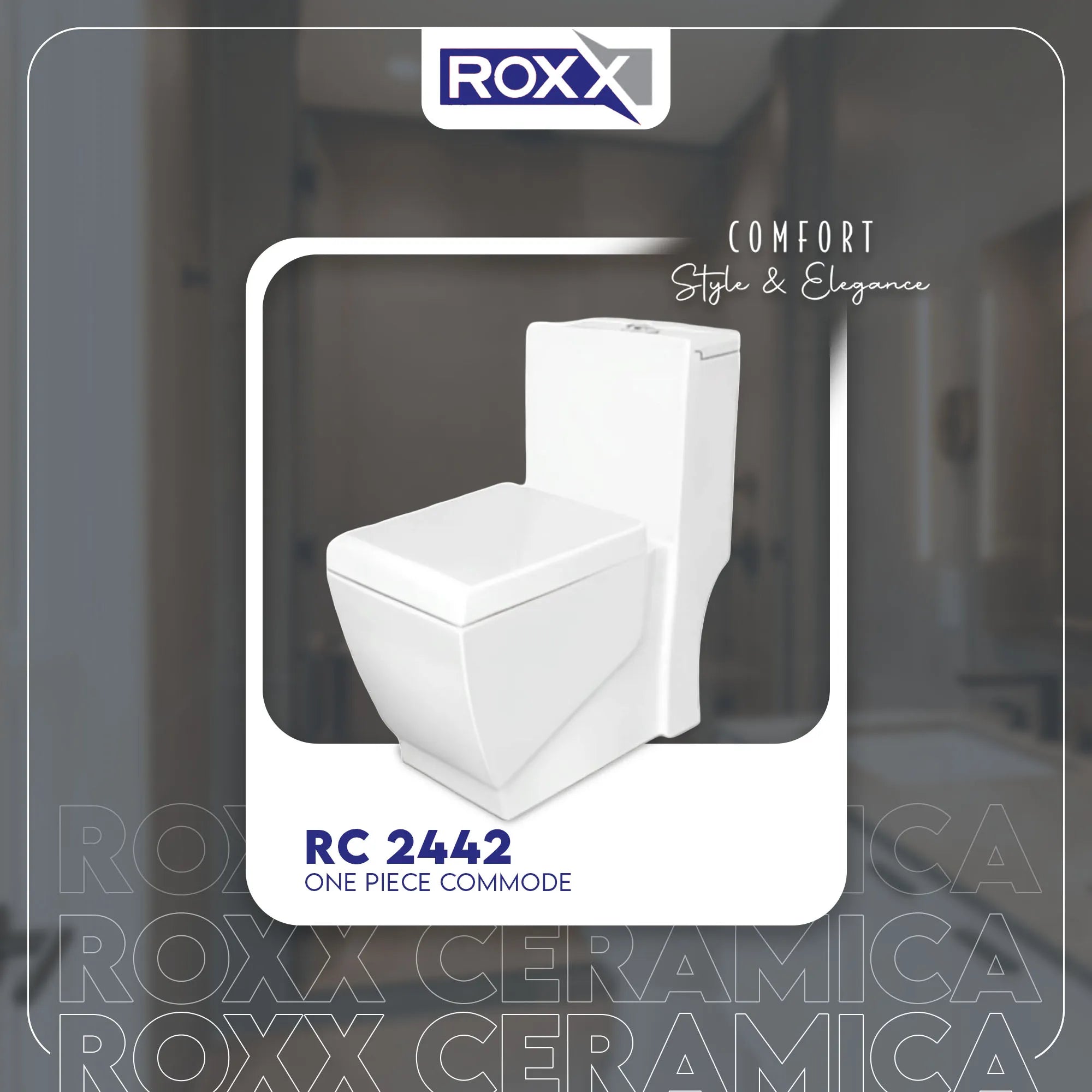 Roxx Ceramica RC-2442 One-Piece Commode with Complete Fittings