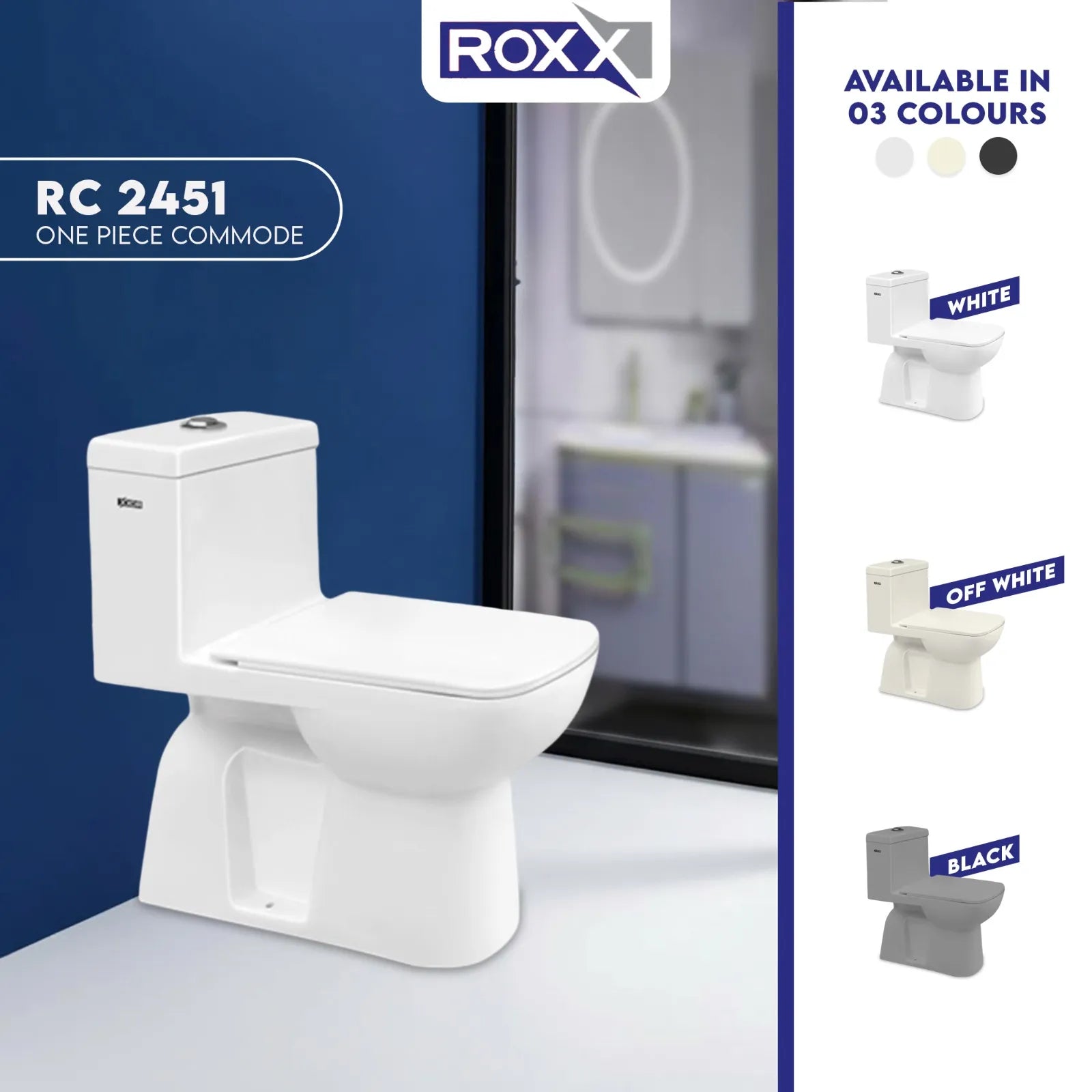 Roxx Ceramica RC-2451 Floor Commode | Complete Fittings