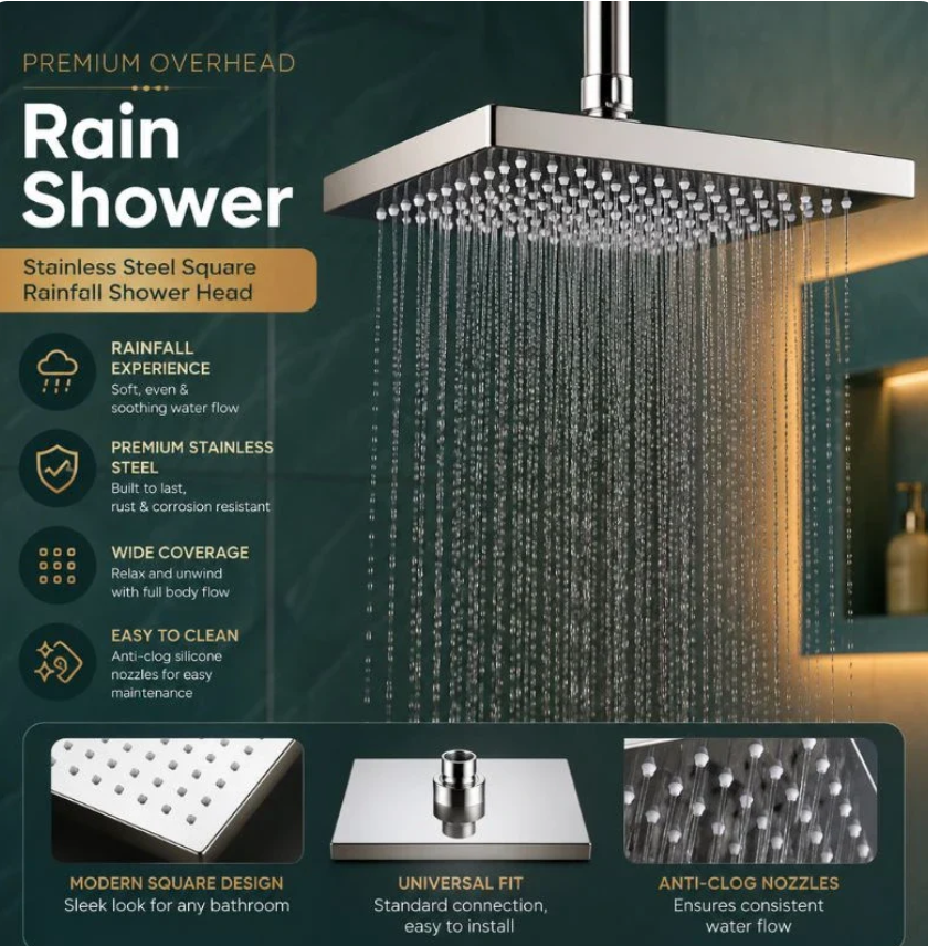Premium Quality Overhead Rain Shower – Stainless Steel