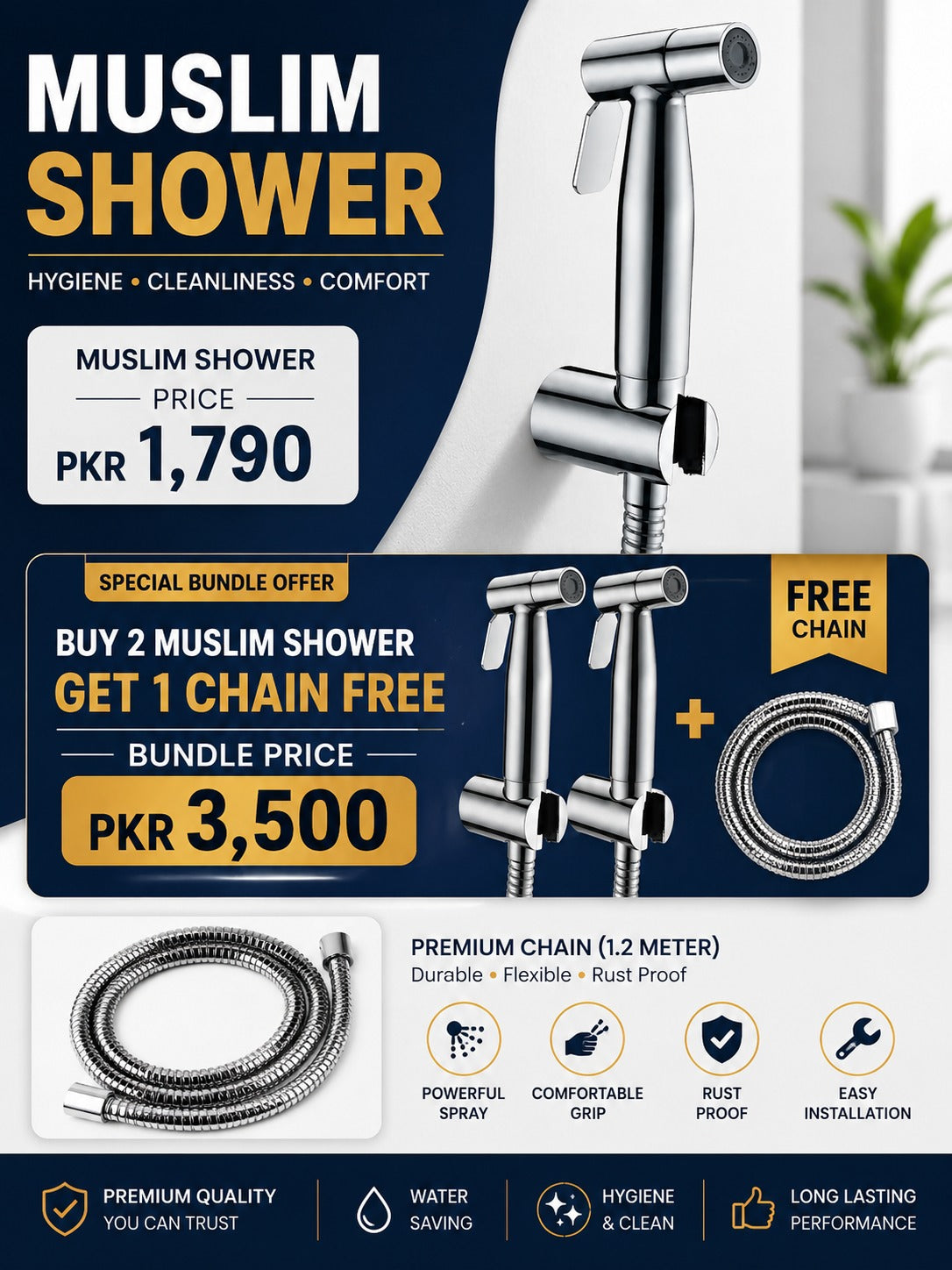 Premium Quality-Stainless Steel 304 Muslim Shower Set