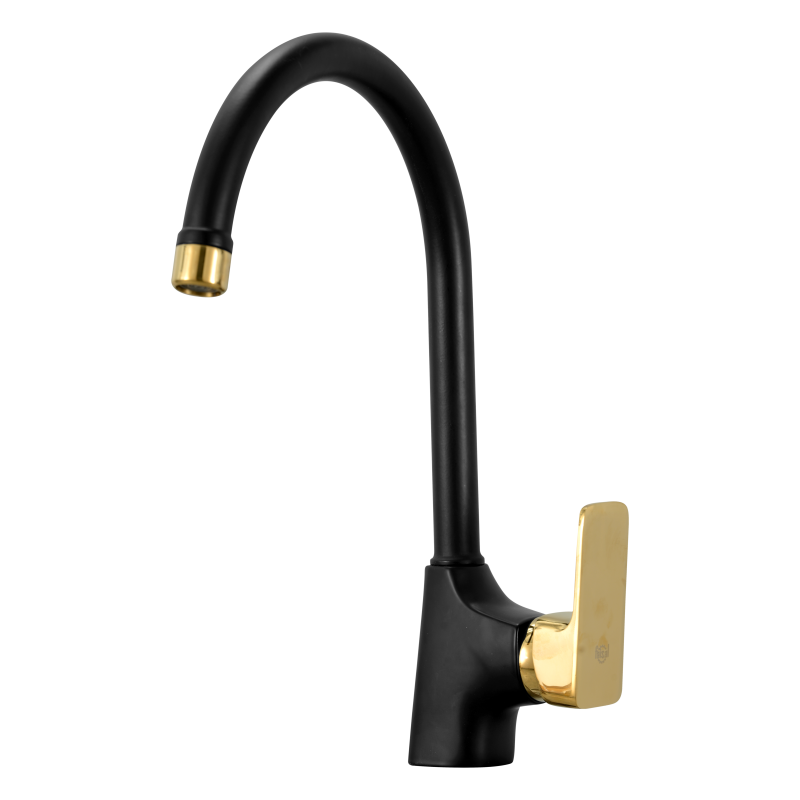Sink bowl mixer ultra matt black gold image